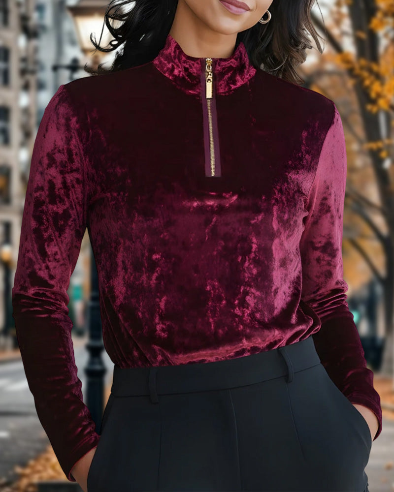 Solid Color Half-Zip Base Layer Top