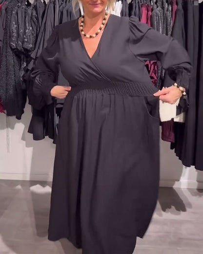 Waist-Cinching Dress with Puff Sleeves