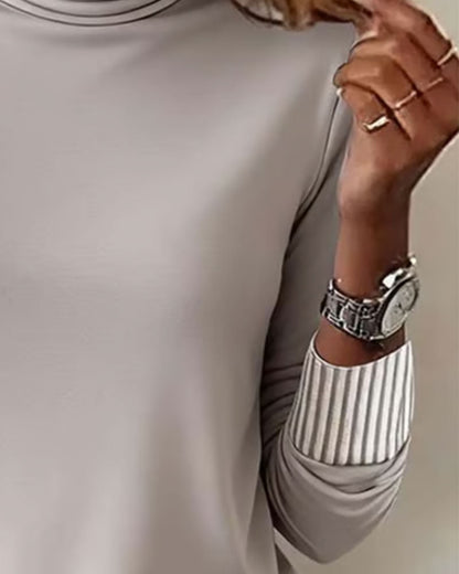 Solid Long Sleeve Half Turtleneck Top