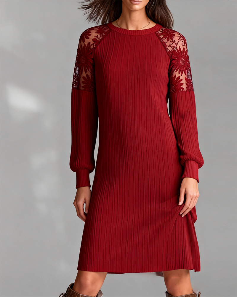 Chic Patchwork Round Neck Dress