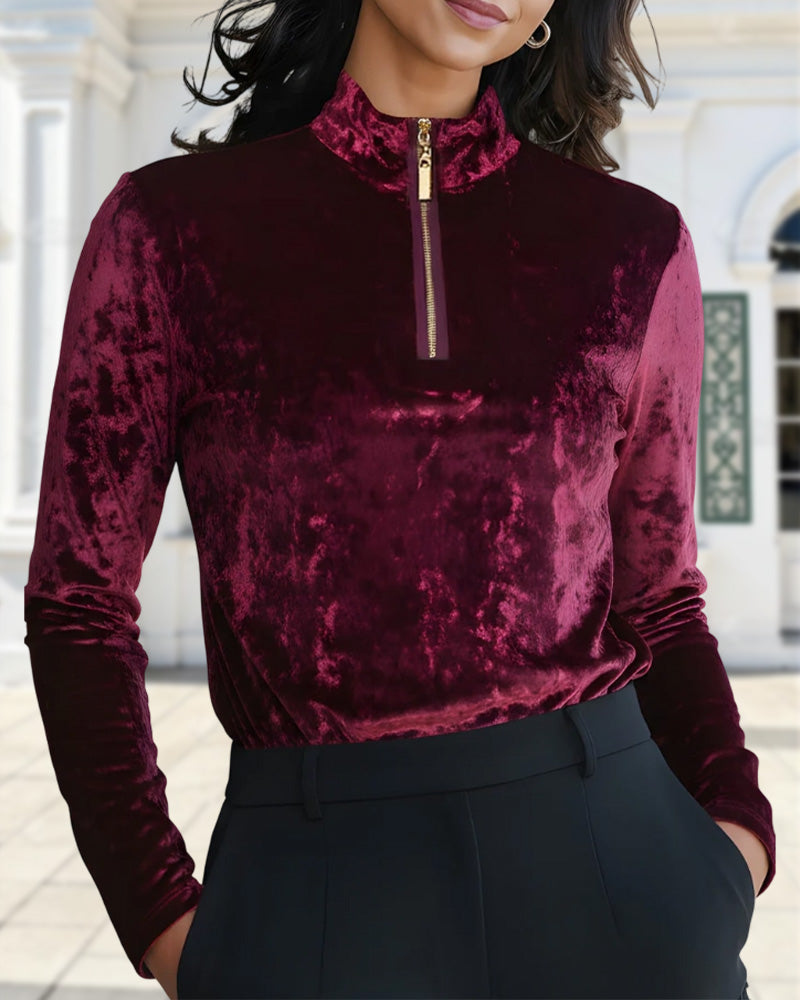 Solid Color Half-Zip Base Layer Top