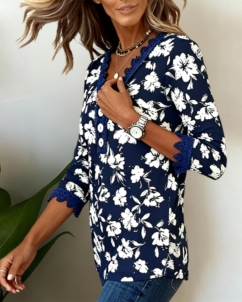 V-Neck Long Sleeve Top in Solid Color