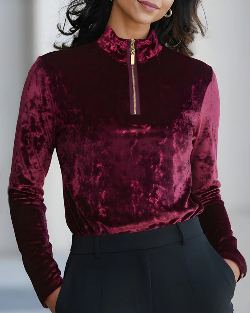Solid Color Half-Zip Base Layer Top