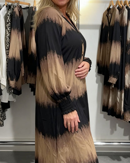 Gradient Print Long-Sleeve Dress