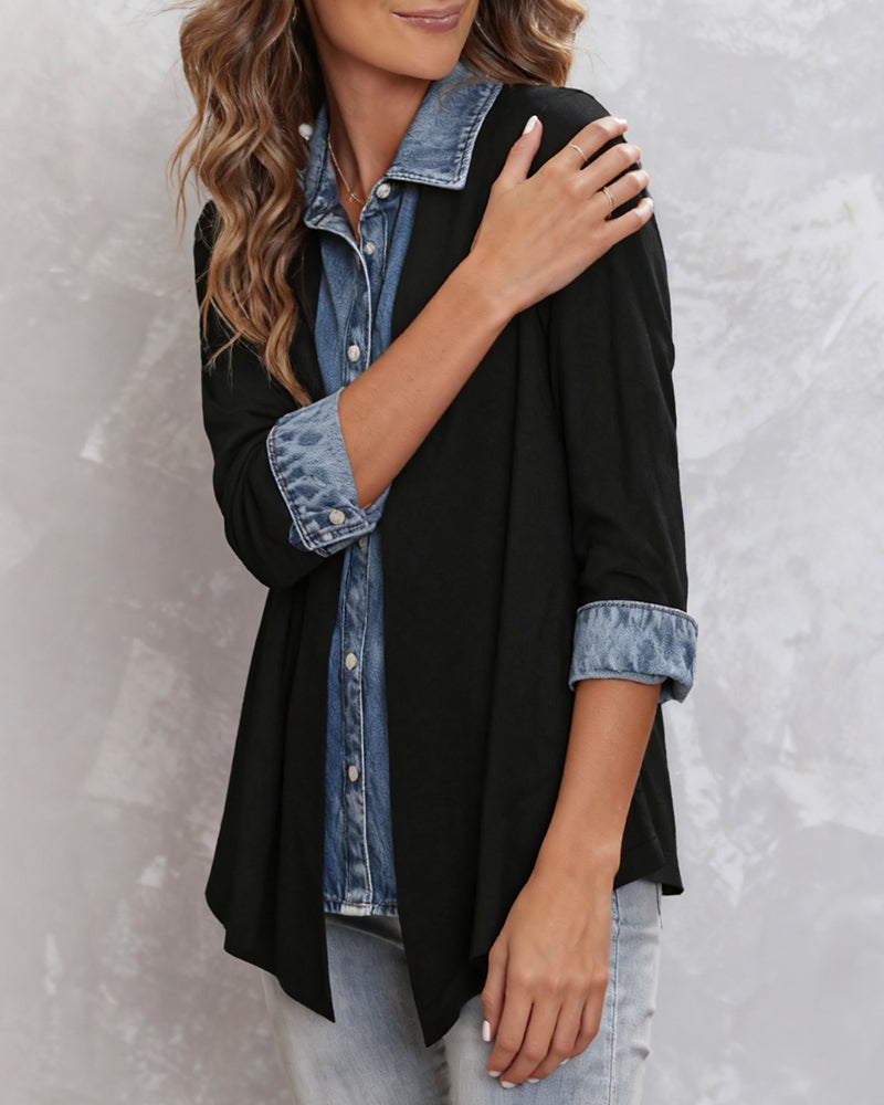 Chic Patchwork Denim Shirt