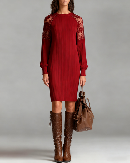 Chic Patchwork Round Neck Dress