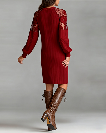 Chic Patchwork Round Neck Dress