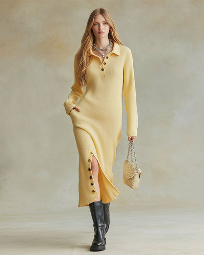 Chic Sweater Dress with Open Button Details