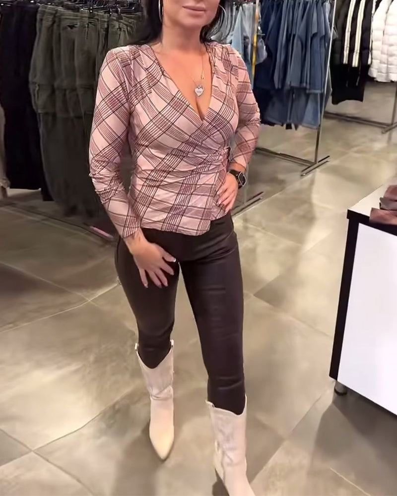 Fitted Plaid Waist Top