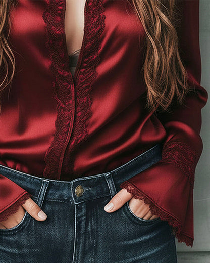 Lace-Embellished Stylish Blouse